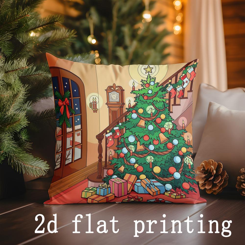 Home Decor Christmas Themed Digital Print Pillow Covers Pattern Cushion Cover Suitable for Sofa Bedroom Car Pillow Cover