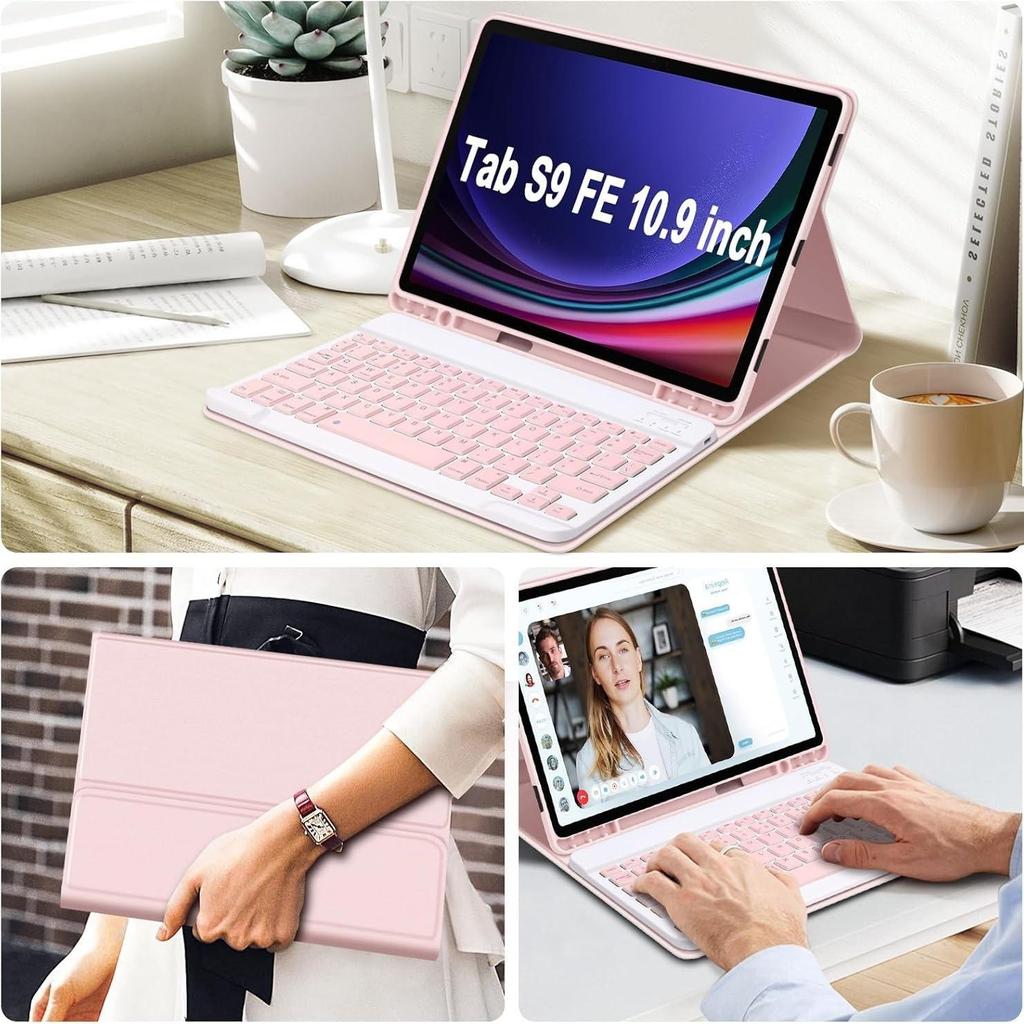 Capa Protetora de Couro Samsung Galaxy Tab S10Lite 10.9" com Teclado Bluetooth