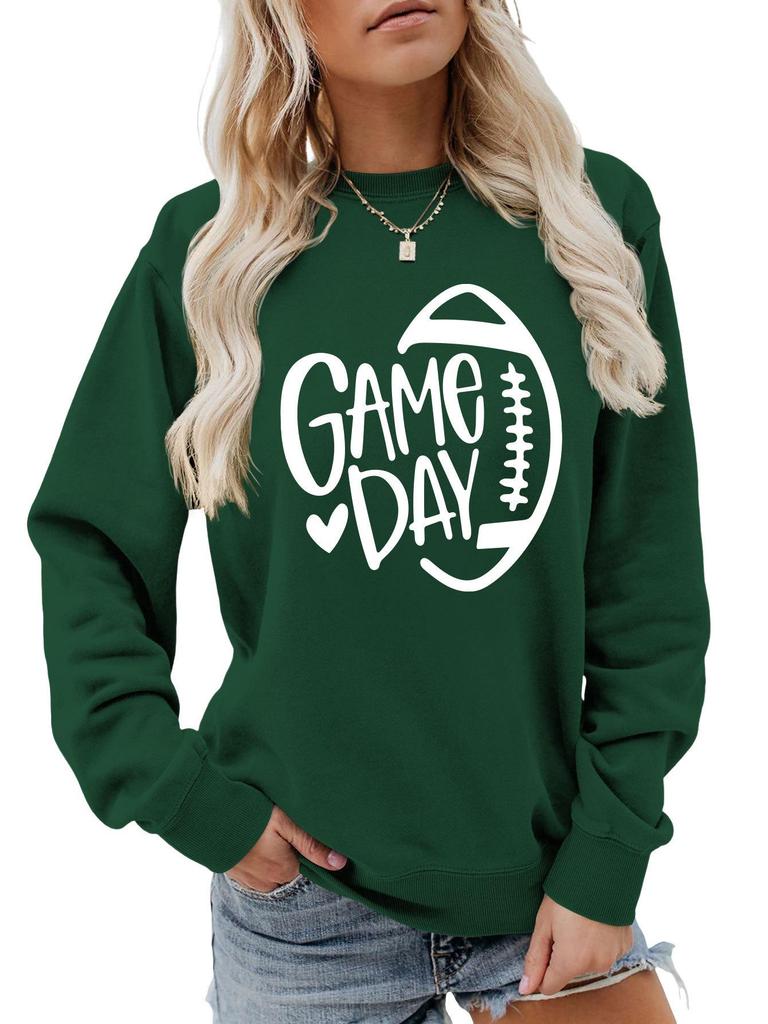 Women's Game Day Rugby Heart Long Sleeve Hoodie - Autumn/Winter Comfort