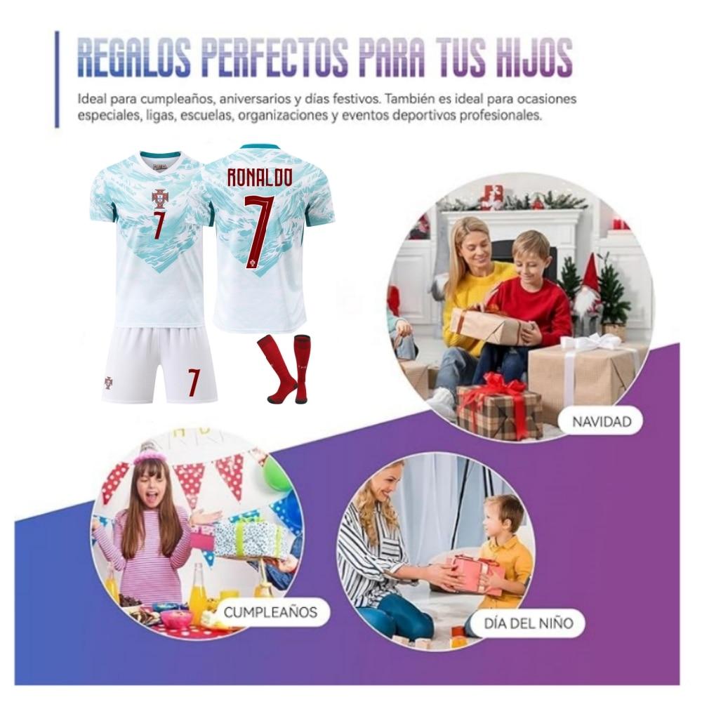 YSHT Portogallo Ronaldo Set Maglia da Calcio per Bambini Bianco Uniforme Sportiva per Giovani