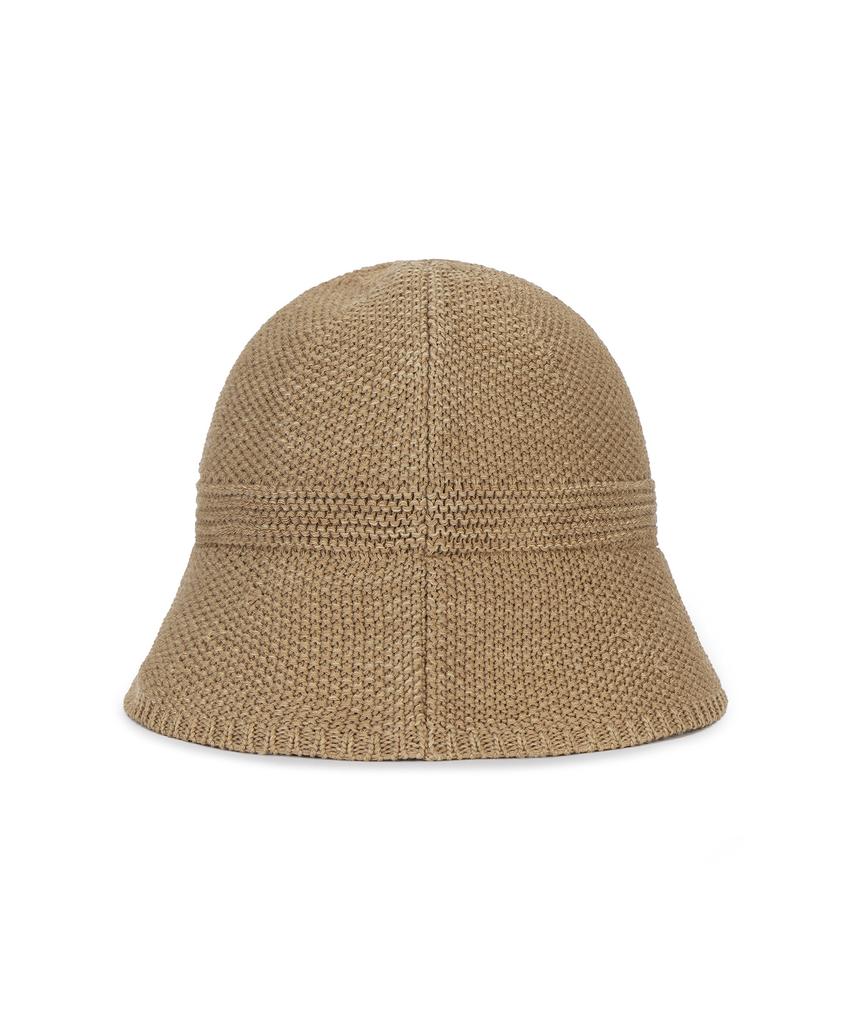 Bajal Studded Logo Summer Knit Bucket Hat Beige