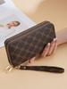 Women's Large Capacity Vintage Monogram Clutch: 2025 Double Zipper Long Wallet & Handheld Phone Bag