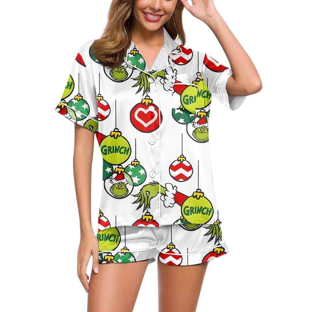 Women's Soft Two-piece Printed Pajama Set Short Sleeved Shorts Set Casual Clothing Set Pajamas