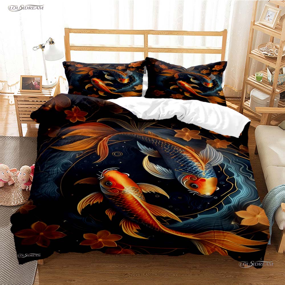 Comforter Yin Yang Koi Fish Casal All Season Duvet Luxury Bedding Set Soft And S Teen Single/Double/Queen/King