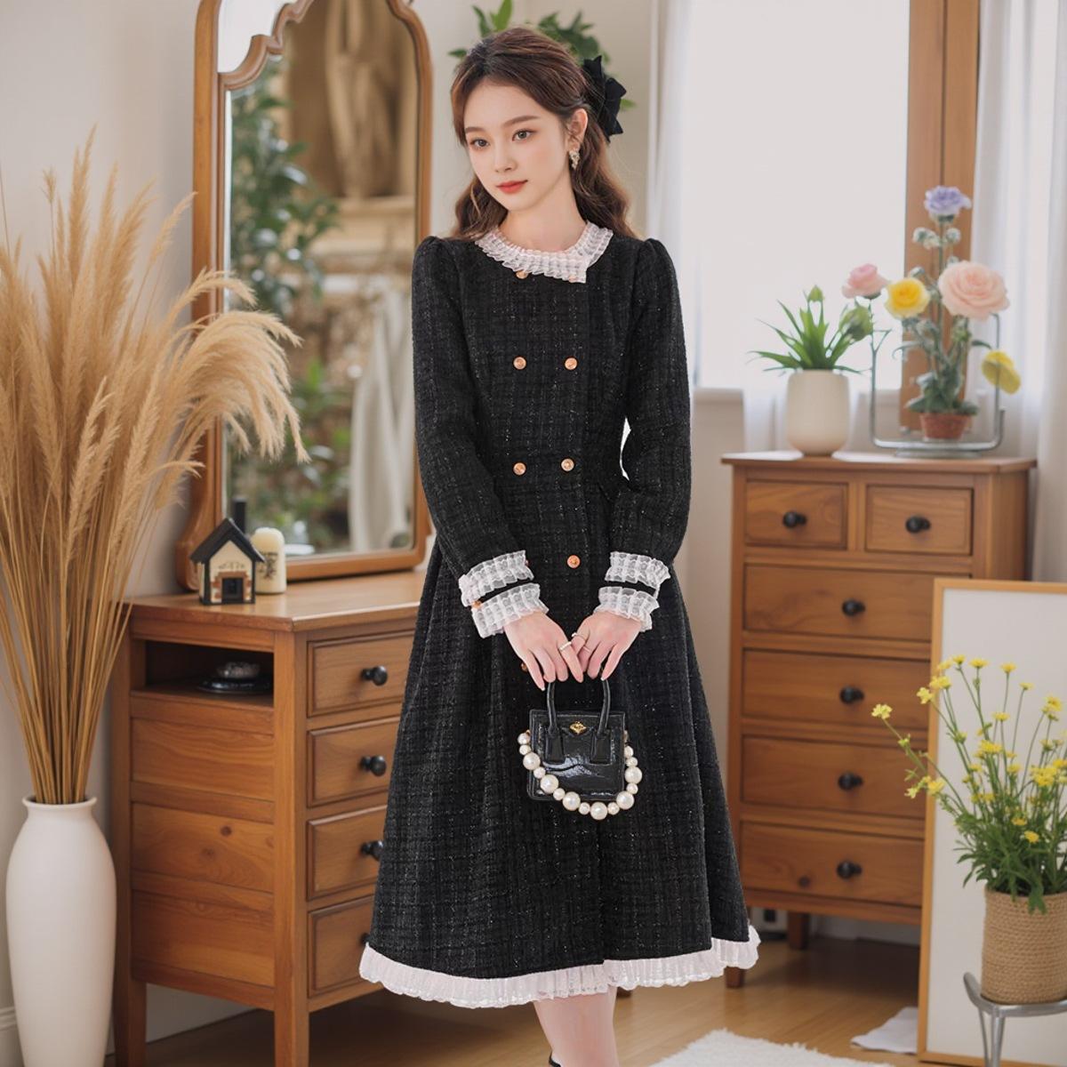 

Женское платье большого размера, маленькое, ароматное, с длинным рукавом, темпераментное, осеннее, новое, средней длины платье 5XL чёрный