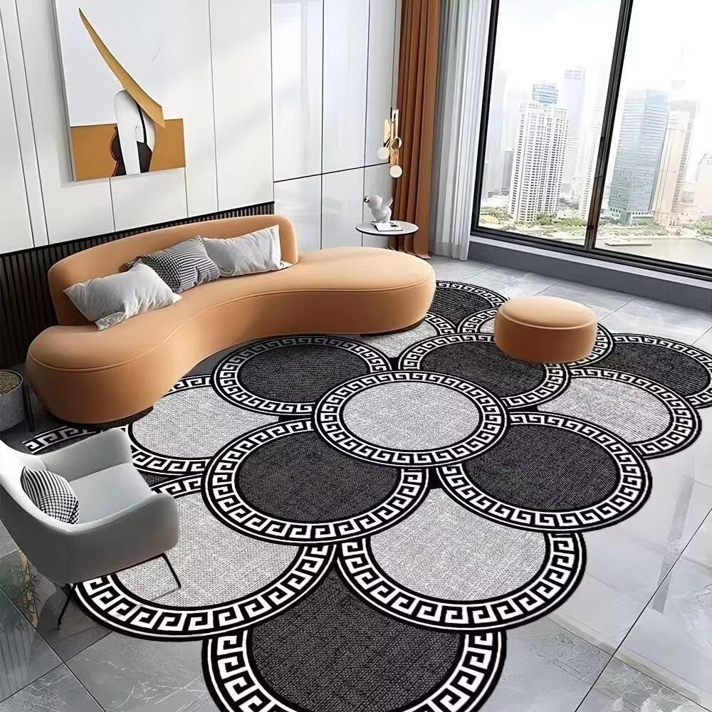 Luxury Style Large Living Room Carpet Machine Washable European Golden Tatami Mat Antiskid Bedroom Bedside Soft Rug Customizable