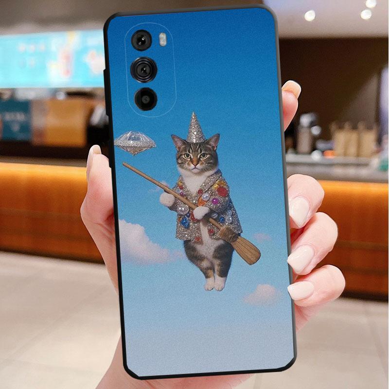 Phone Case For Motorola Edge 50 40 Pro 60 50 40 30 Ultra Neo Fusion Moto G Play G Stylus G Power G Drinking Wine Cat