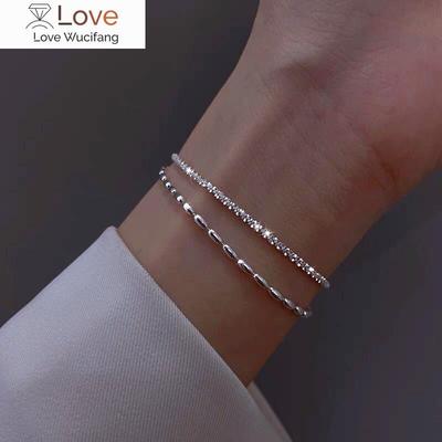 925 Sterling Silver Double Layer Koraliki do bransoletki Wykwintne proste damskie bransoletki Fine Jewelry Accessories