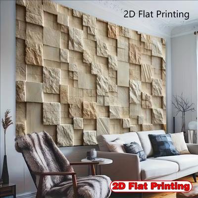 2D Modern Beige Stone Wall Backdrop for Industrial, Scandinavian and Neutral Vibe