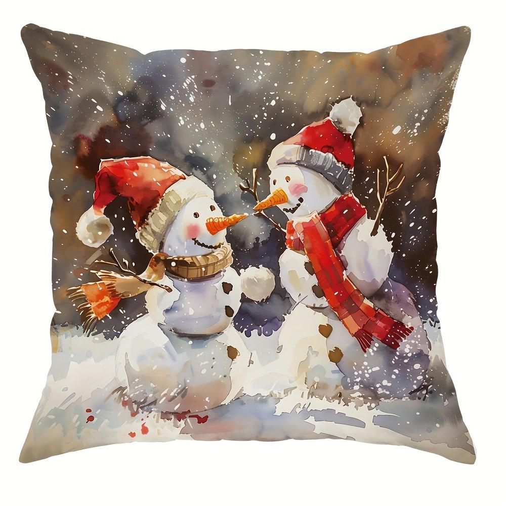 Christmas Decoration Pillowcase Christmas Tree Snowman Pattern Is Suitable for Home Room Living Room Sofa Cushion Cover