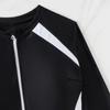 2026 European Slimming Color Block Long Sleeve Sun Protection One-Piece Swimsuit for Women