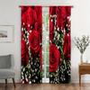 2 Pieces of Rose-patterned Printed Curtains, Pole Bag Home Decoration, Room Decoration