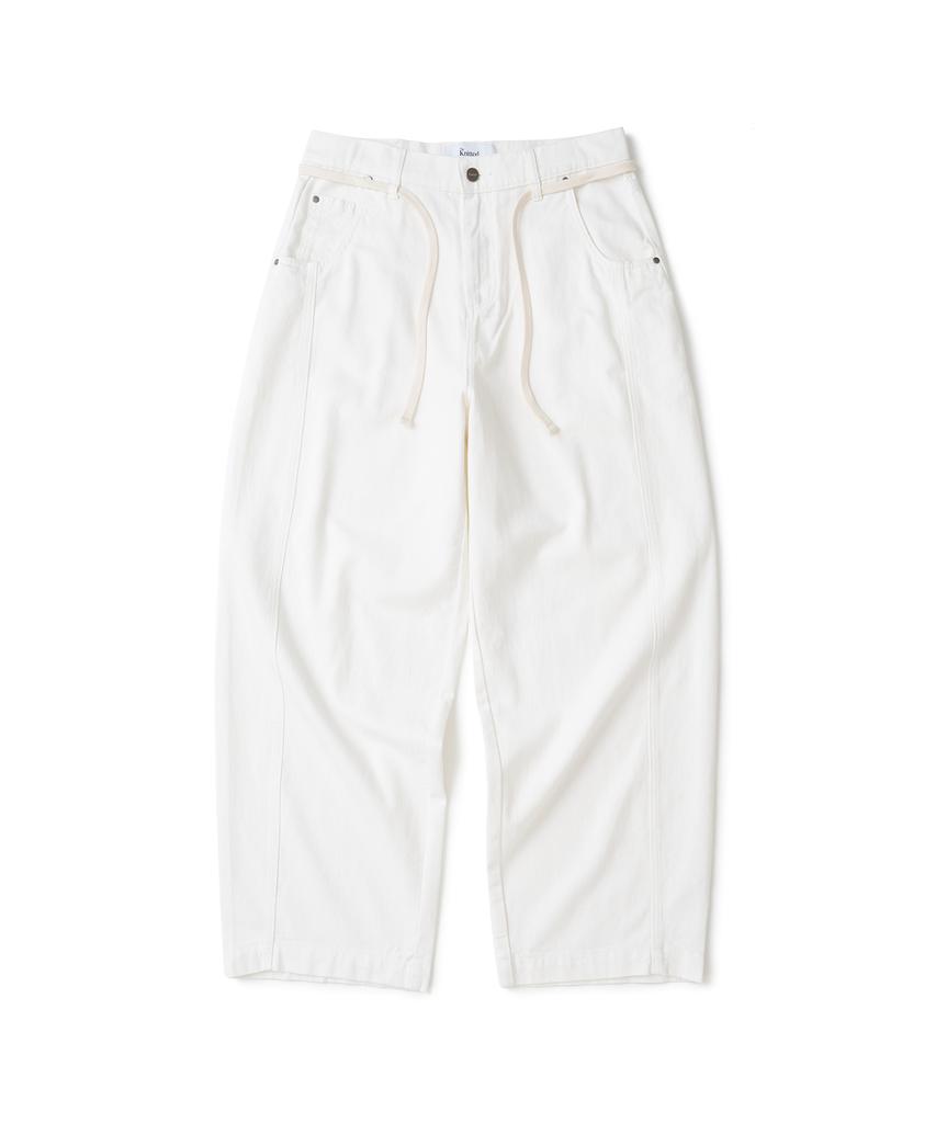 Nitied Outstring Curved Cotton Balloon Pants White
