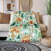 Cozy Christmas House Printed Flannel Blanket - Soft Washable Double-Sided All-Season Bedspread with Snowy Winter Scenes, Gingerb