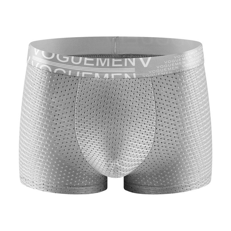 Men's Ice Silk Mesh Boxer Briefs - Thin, Breathable, Solid Color, Comfortable Underwear