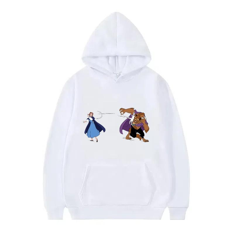 Disney Kráska a zvíře Princezna Vzor Dámské Volné Černé Podzimní Topy Oblečení Svetry Dámské Levné Y2k Mikiny Pánské Sportovní