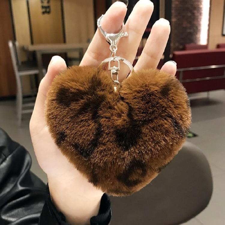 Pompoms Balls Keychain Pendant for Girls Women Love Heart Keychain Soft-Plush