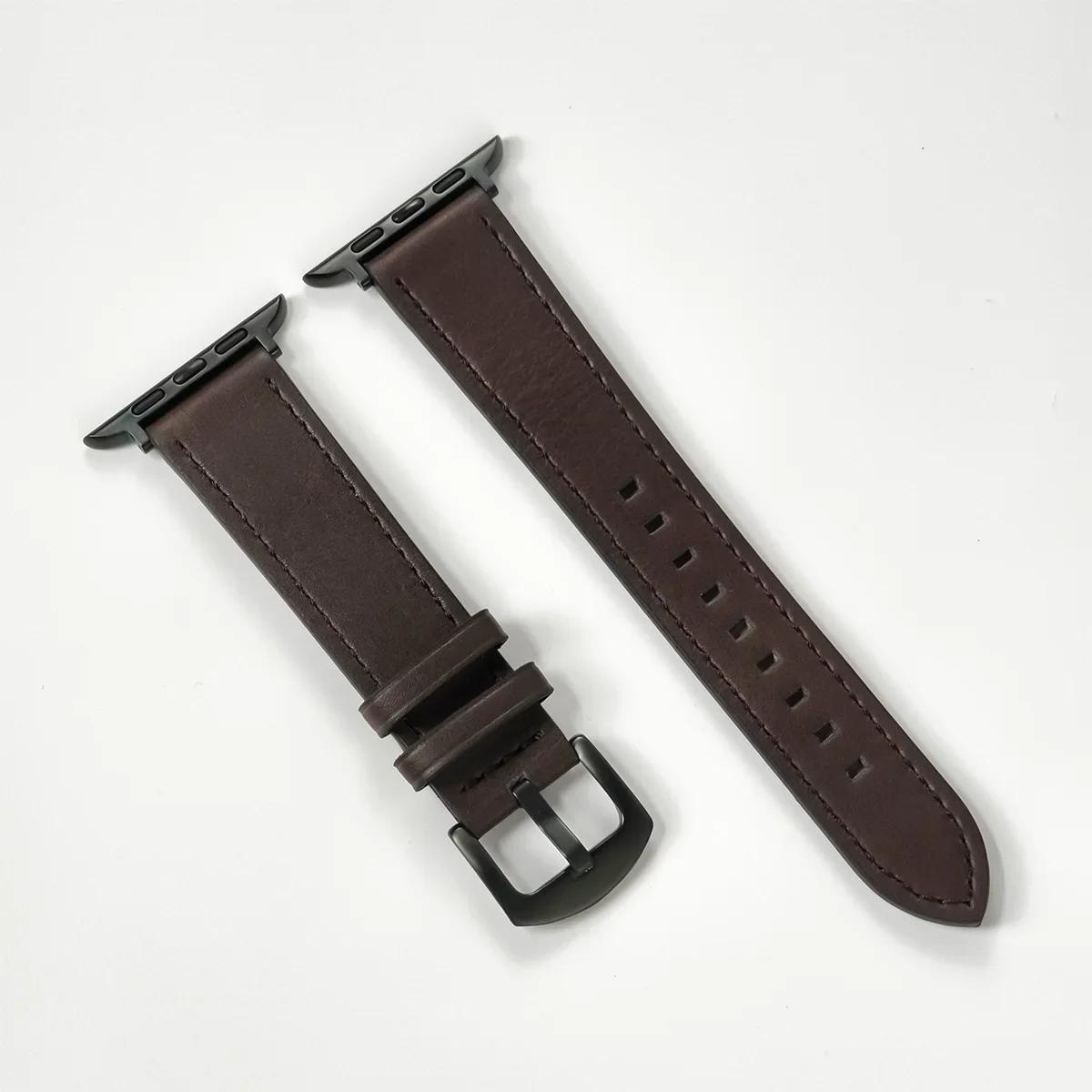 

Кожаный ремешок для apple watch Band Ultra 2 49мм 44 45 42 38 40 41мм Женский Мужской браслет для iWatch series 10 8 7 6 5 4 3 Se Ремешок 42 44 45 S10-46 49MM