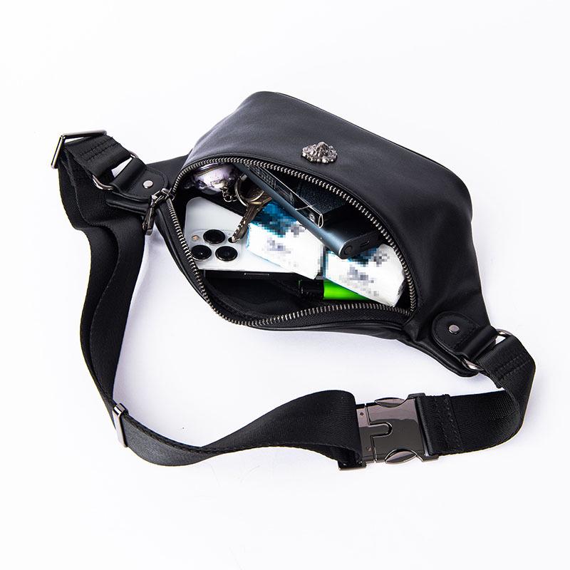 Herren Trendige Minimalistische Hüft- und Brusttasche - Echtes Rindsleder, Weiche Lässige Umhängetasche, Japanischer & Koreanischer Stil