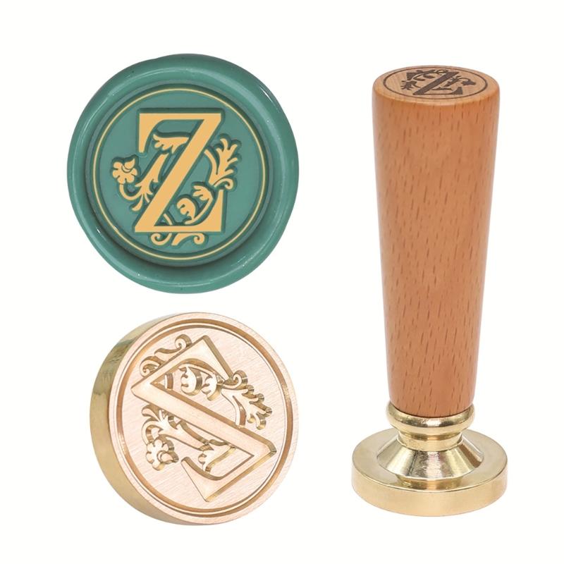Customizable Sealing Stamp Brass Head and Beechwood Handle Vintaged Steal for Letters and Gifts