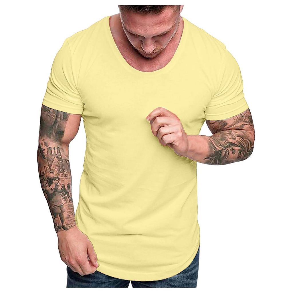 Fashion Men's Summer Slim Fit Casual  Short Sleeve T-shirt Top Blouse
