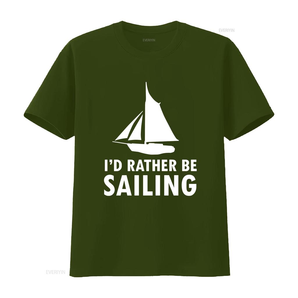 Id Rather Be Sailing Unisexs T Shirt Sail Sailor Boat Boating Laser vintage Washed homme Stylish Breathable Stretched streetwear