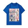 Men's 100% Cotton Crew Neck Short Sleeve T-shirt, Funny Tabloid Newspaper Print Casual Comfy Tee, Unique Fashion Daily Wear Top for Men