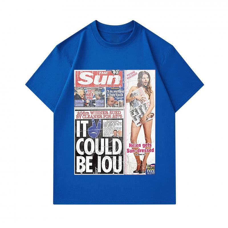 Men's 100% Cotton Crew Neck Short Sleeve T-shirt, Funny Tabloid Newspaper Print Casual Comfy Tee, Unique Fashion Daily Wear Top for Men