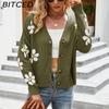 BITCED Autumn/Winter Women's Knitted Cardigan Coat Loose-Fit Academic-Style Sweater Cardigan