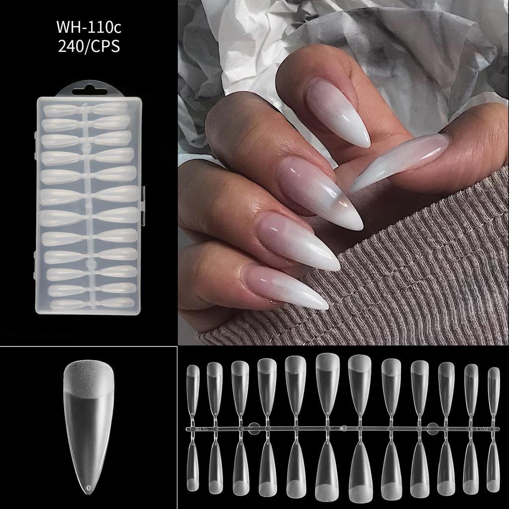 Nail Thin Nail Piece Free Engraving Grinding Trapezoidal Water Drop Almond Scrub Full Paste Half Paste Extension 240 Pieces