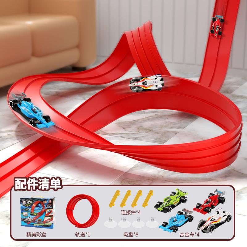 Children And Boys Cool Diy Assembly Track Aluminum Alloy Racing Car Gravity Inertia Sliding Track Toy Puzzle Assembly Cars Gifts