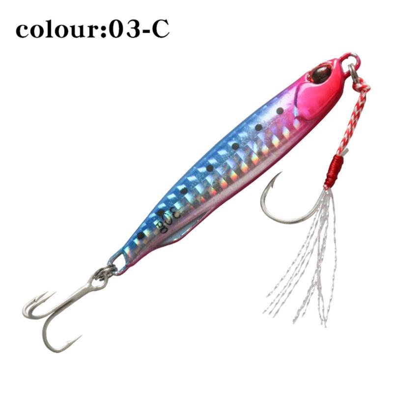 Metal Double Hook Fishing Bait Long Throw 30g 40g Iron Plate Sub-bait Freshwater Sea Sequins Vib