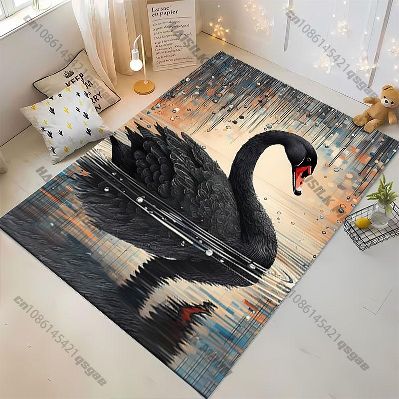 Graceful black swan elegance carpet Yoga living room room decor children's crawling mat doormat area rug games mat
