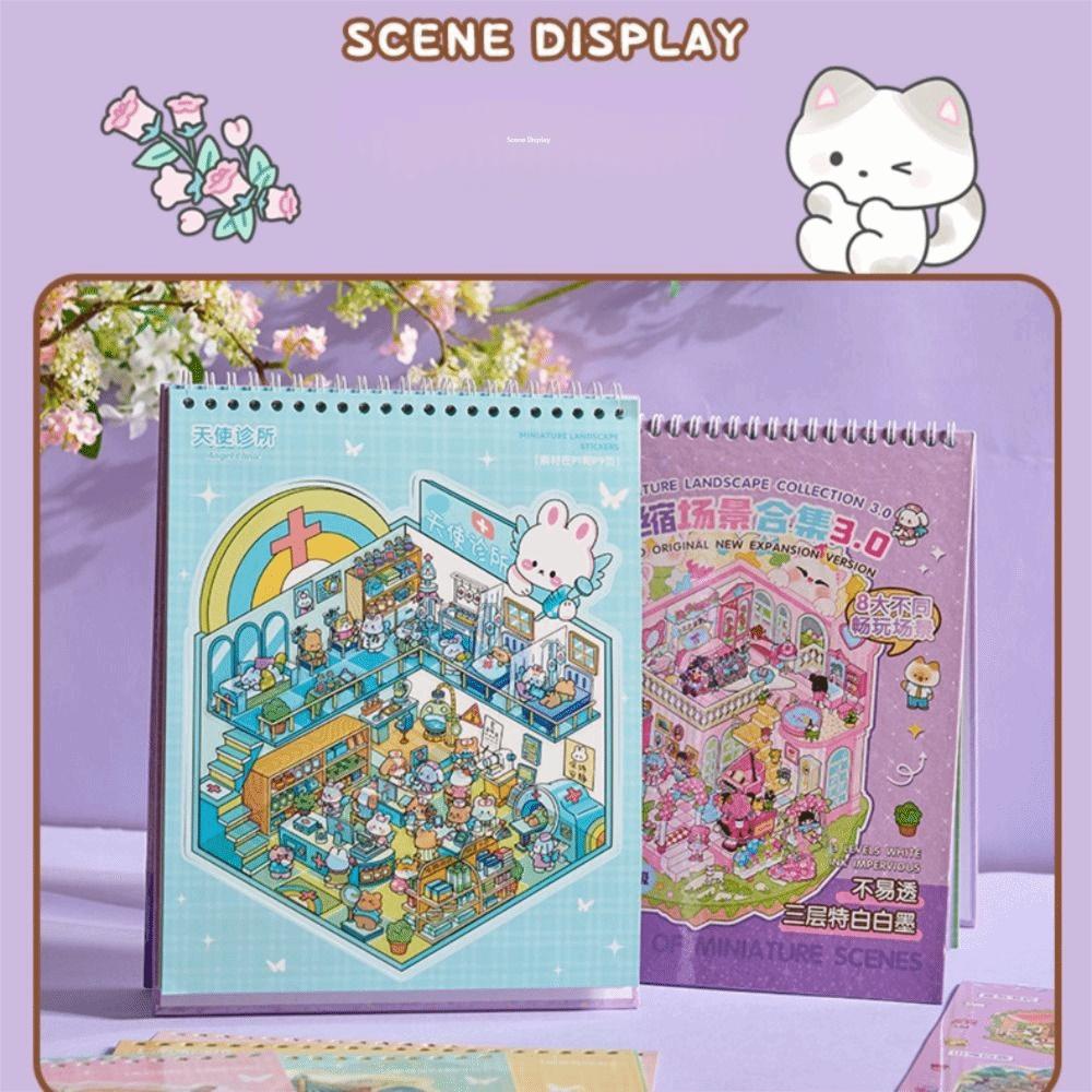 DIY 20 Sheets 3D Landscape Stickers Kawaii 8in1 Collection Sticker Collection Town Series Scrapbook Stickers Phone Decoration