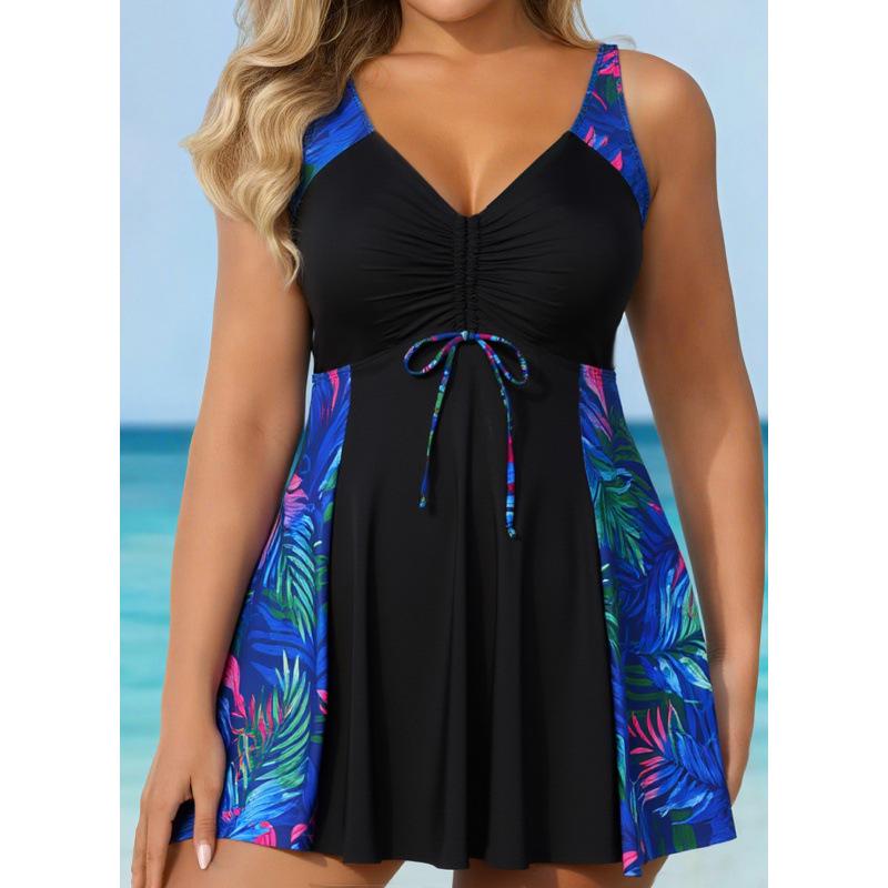 2026 Plus Size European & American Two-Piece Bikini Set with Skirted Bottoms for Women