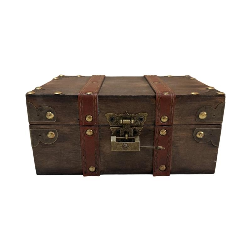 Wooden Decorative Box for Jewelry Storage and Display Cabinet Keepsakes Chest with Lock Mechanism Trinket Organiser
