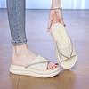 Fashion Women's Wedge Sandals 2025 Summer Wear Fashion Rhindiamond-muffin Thick-soled Increase Women's Slippers