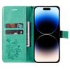 For iPhone 15 Pro Wallet Case Floral Butterfly Imprinted Leather Phone Cover Stand
