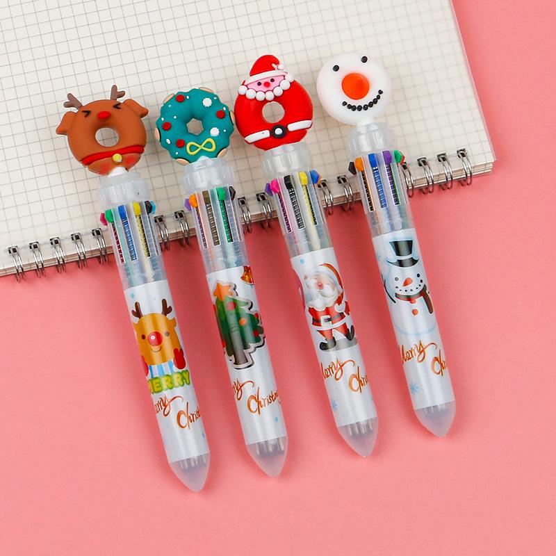 Festive Six-Color Christmas Tree & Reindeer Ballpoint Pen
