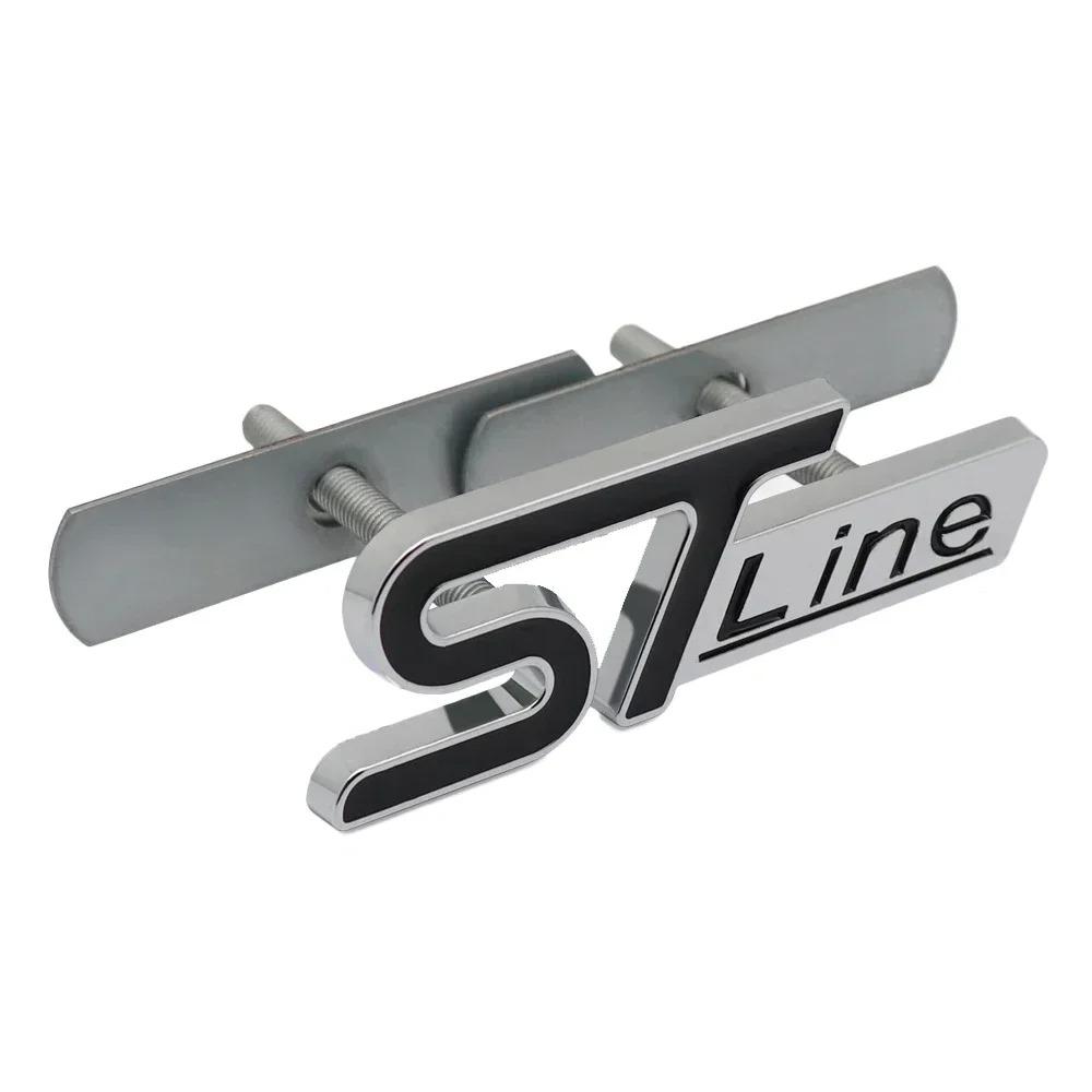 ISPN4 3D Metal ST Line Logo Car Front Grille Emblem Rear Trunk Sticker Badge Decals for Ford ST Fiesta Focus Mondeo Kuga Ranger