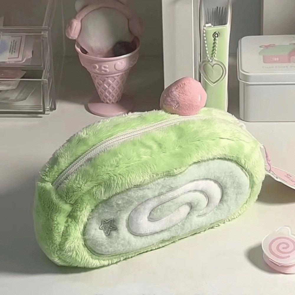 Large Capacity Cake-shape Storage Bag Strawberry Desk Organizer Plush Pencil Case Students