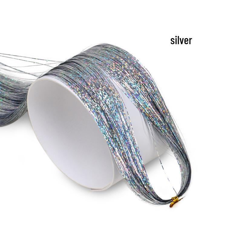 Vibrant Laser Silk Hair Extensions: Colorful Seven-Color Tinsel Strips for Women