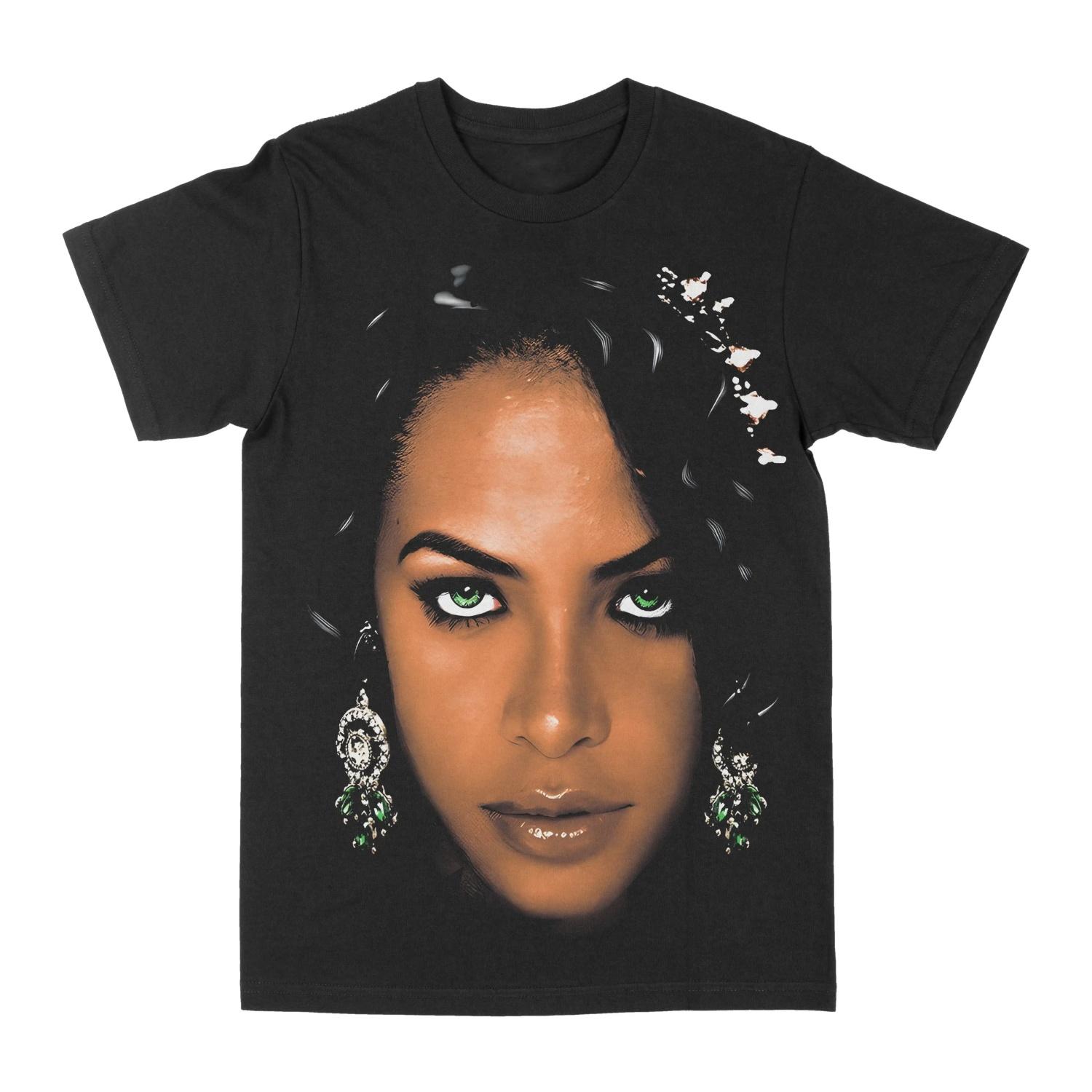 

Aaliyah Big Face Print T-shirt Summer Luxury Brand Cotton Men s and Women s T-shirt Short Sleeves XXXXXL чорний