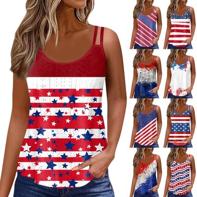 Women's Fashionable Casual Vest Printed U Neck Sleeveless Camisole Top