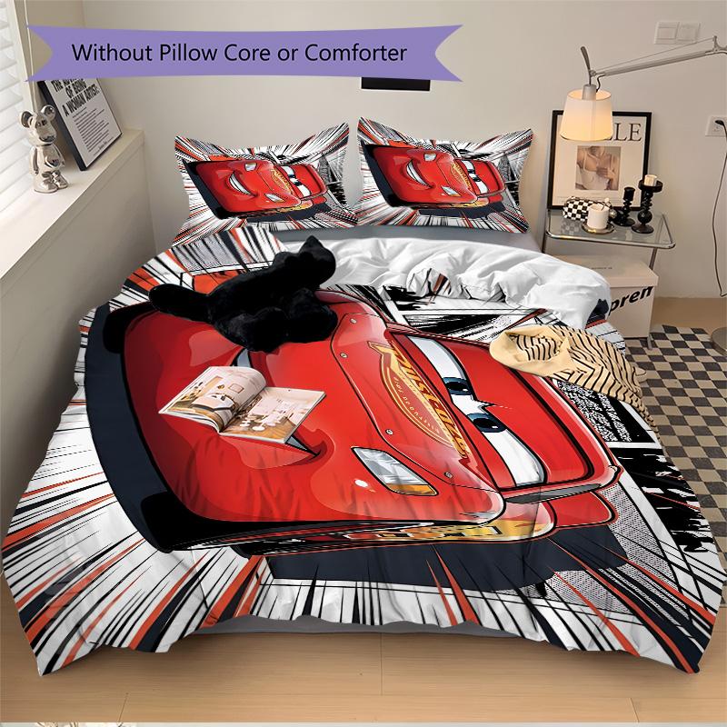 3pcs Mcqueens Race Bedding Set, Includes One Quilt Cover and Two Pillowcases, Bedroom and Guest Room Decoration. S731066