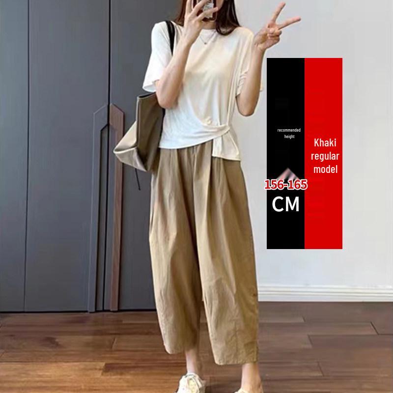 Petite Women s Cotton-Linen Carrot Pants - 2026 Summer Harem Style, Lightweight, Loose Fit, Cropped Trousers XL