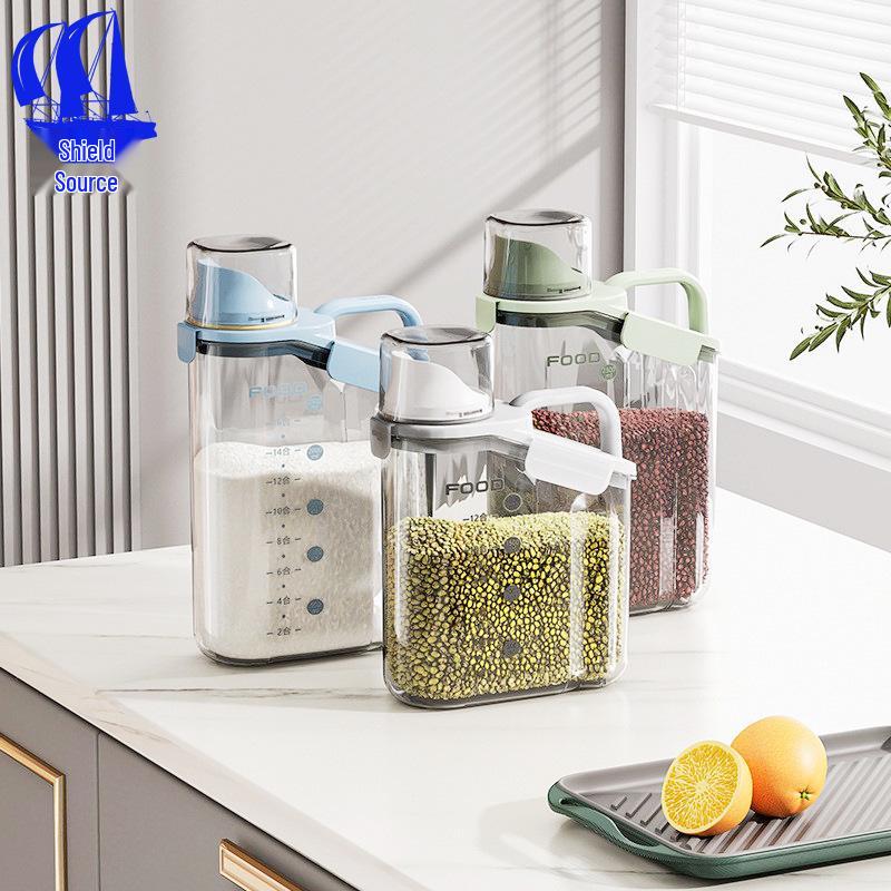 Household Airtight Mixed Grain Storage Container, Plastic Kitchen Canister for Food, Dried Fruits, or Rice
