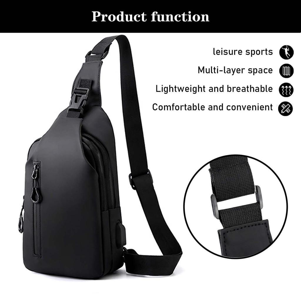 Simple Japanese Style Men's Sports Chest Bag Multipurpose Waterproof Sling Pack for Outdoor Sports