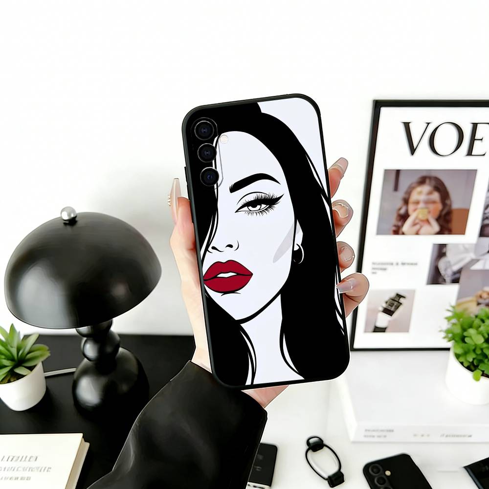 Line art Phone Case For Samsung Galaxy A73,A72,A71,A70,A53,A52,A51,Soft Silicone Black Cover