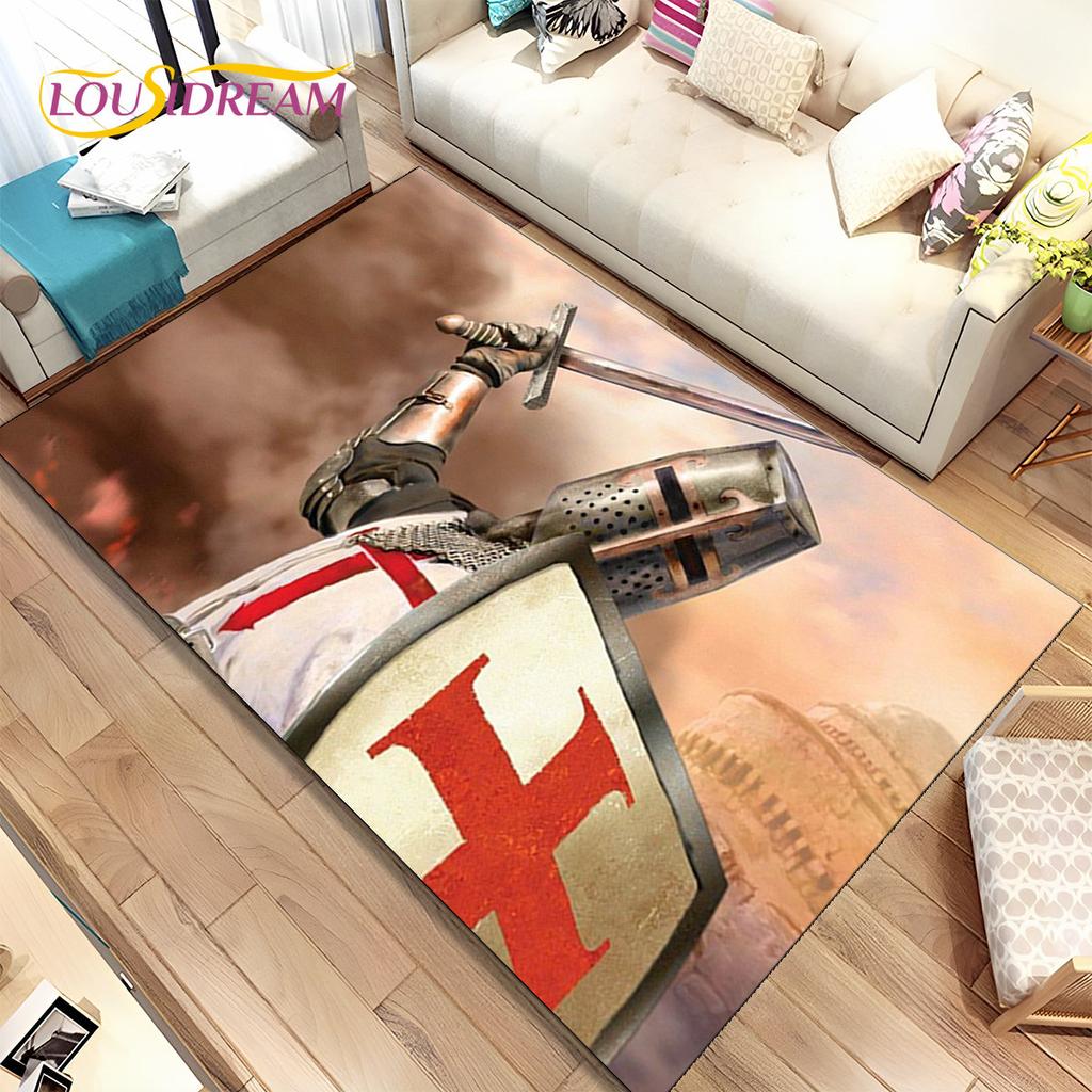 Cavalier Knight Templar Crusaders Games Area Rug,Carpet Rug for Home Living Room Bedroom Sofa Doormat Decor,Non-slip Floor Mat